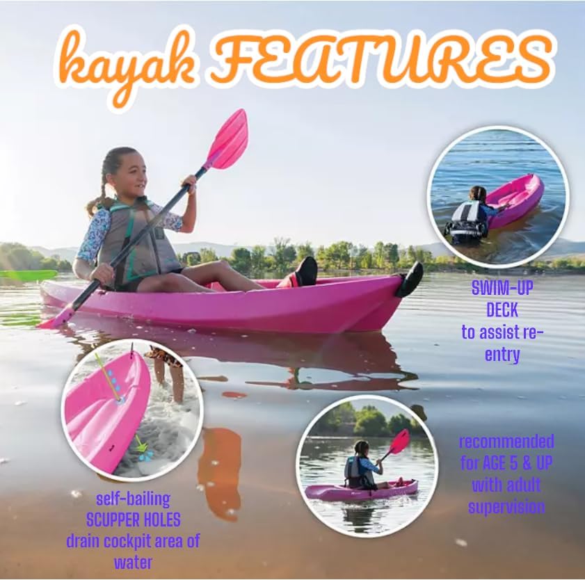 6' Youth Kayak with Paddle. Designed for Stability and Safety, It's The Perfect Choice for Young Paddlers Ready to Conquer The Water