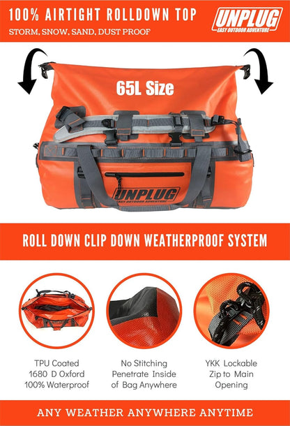 Ultimate Adventure Bag -1680D Heavy Duty Waterproof Travel Duffel Bags for Camping, Motorcycle Dry Bag, Waterproof Bags for Boating, Waterproof Duffle Backpack,Tactical Duffle Bag