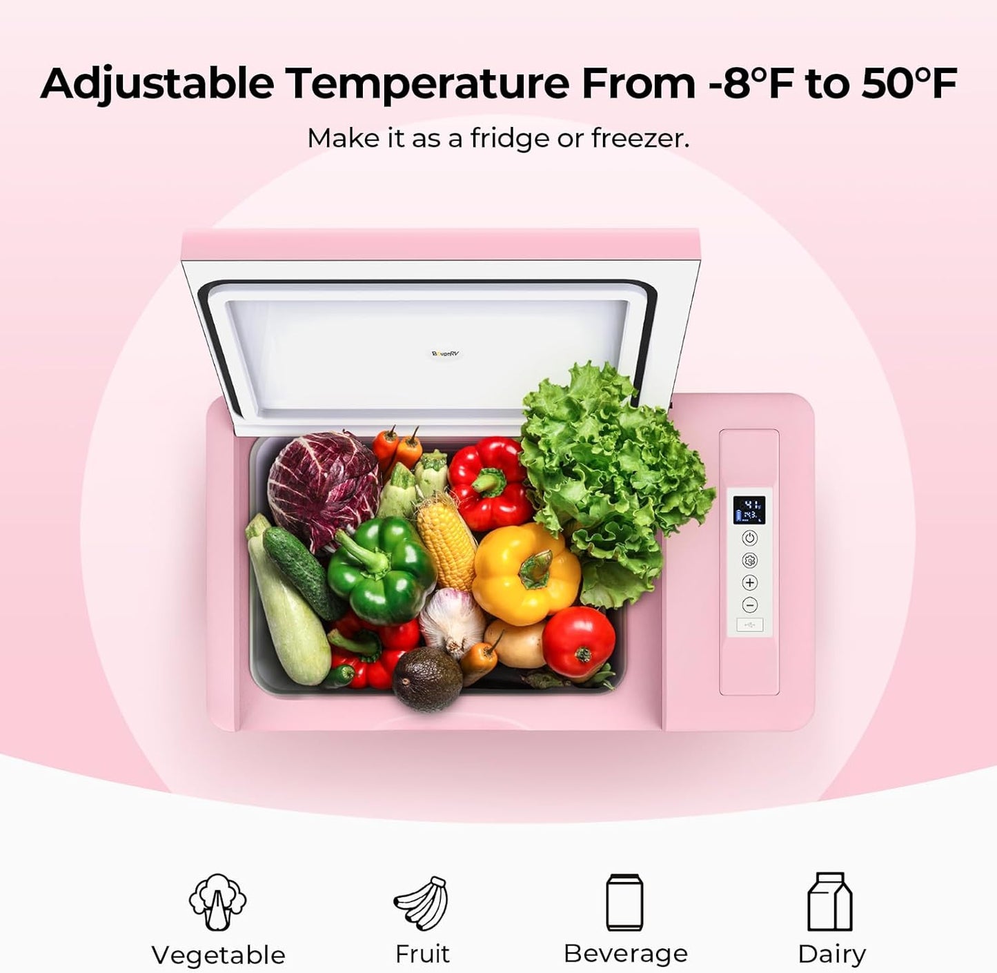 12 Volt Refrigerator 12V Car Fridge 23 Quart Portable Freezer Compressor Cooler 12/24V DC 110~240 Volt AC for Truck Van RV Camper SUV Travel Camping Road Trips Tailgating -7℉~50℉