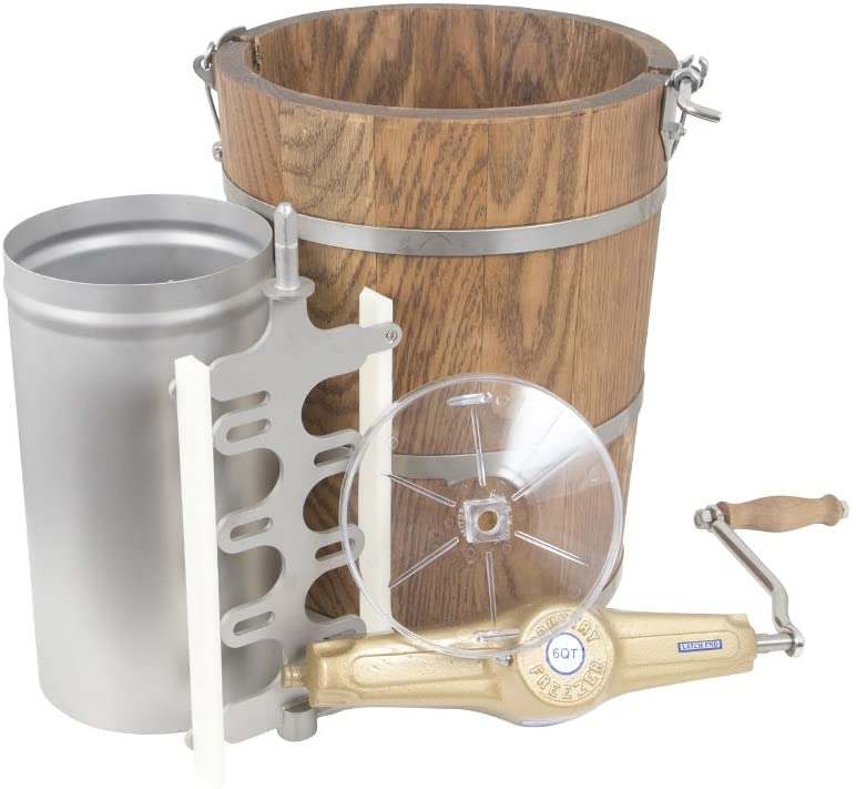 6 qt Ice Cream Maker – Classic Wooden Tub – Hand Crank
