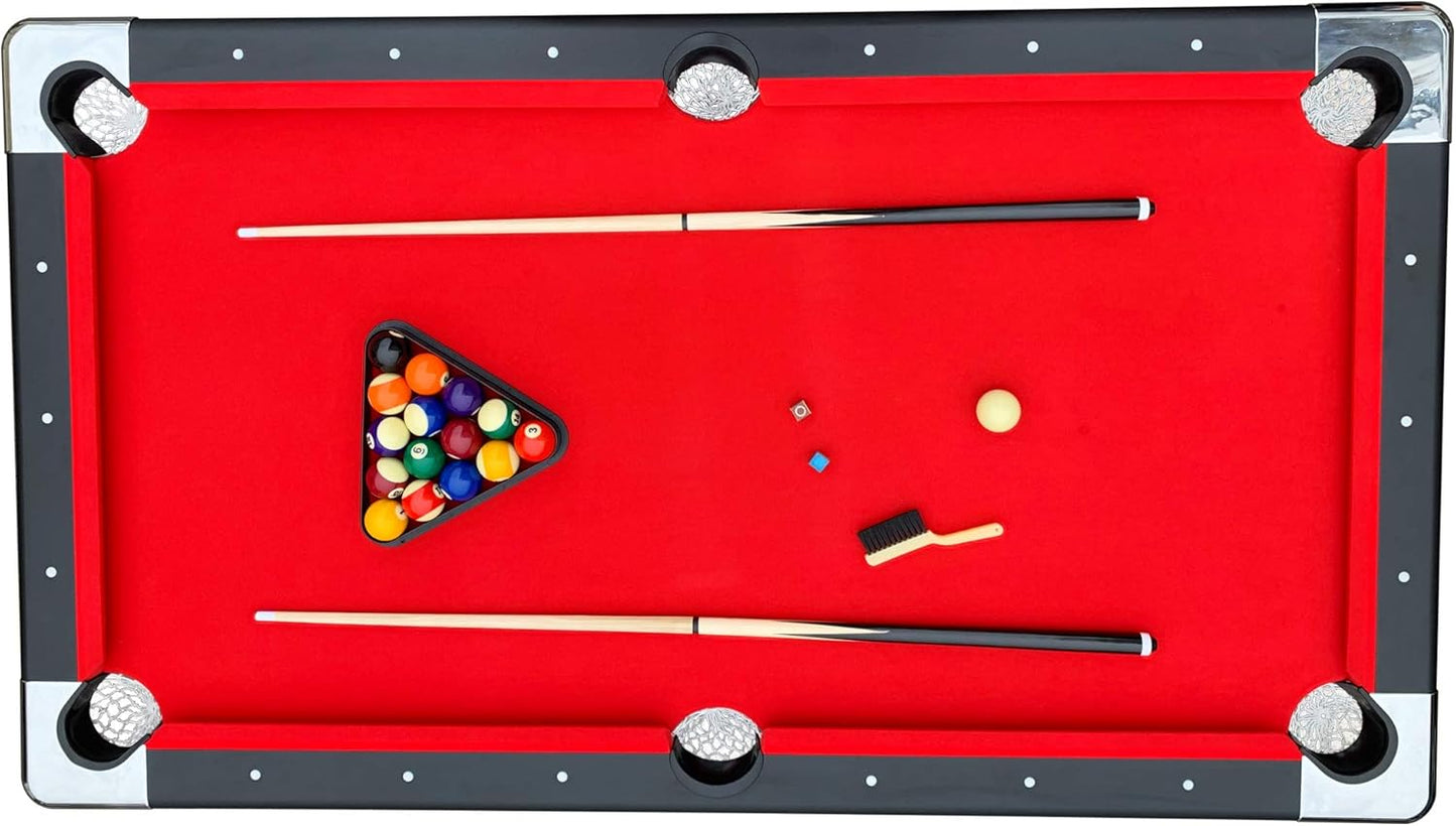 6 Ft Portable Pool Table, Adults Folding Billiards Tables for Game Room with Easy Foldable Storage, Includes Full Set of Billiard Balls, Cues, Chalk & Brush