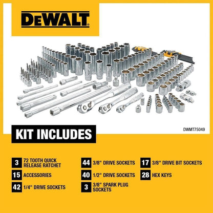 Mechanics Tool Set, SAE and Metric, 1/2, 1/4, 3/8 Drive Sizes, 192-Piece.