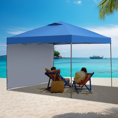 10x10 Pop Up Canopy Tent, Outdoor Canopy Tent, Patio Tent,Commercial Instant Gazebos,4 Sidewalls, Portable Shelter Canopies, with 4 sandbags, Blue.