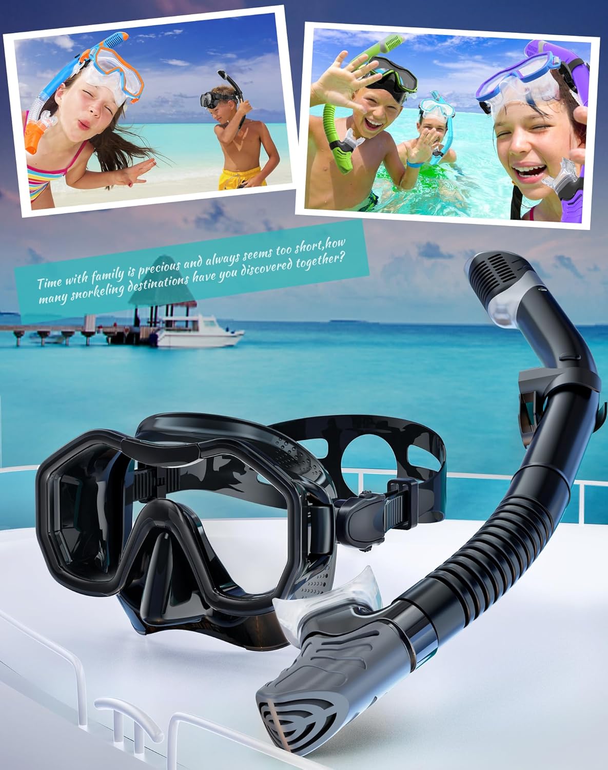 Snorkeling Gear for Adults, Dry-Top Snorkel Set, 180°Panoramic Wide View Diving Mask Breathing Freely Snorkel Mask for Snorkeling Scuba Diving Swimming Travel