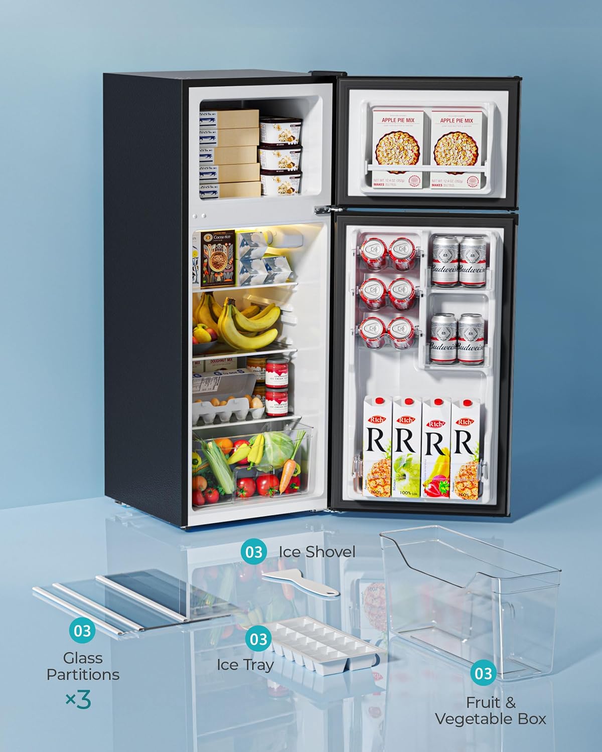3.2 Cu.Ft Mini Fridge with Freezer – 2-Door Compact Refrigerator for Bedroom, Dorm, Office or Apartment, Silver3.2 Cu.Ft Mini Fridge with Freezer – 2-Door Compact Refrigerator for Bedroom, Dorm, Office or Apartment, Silver