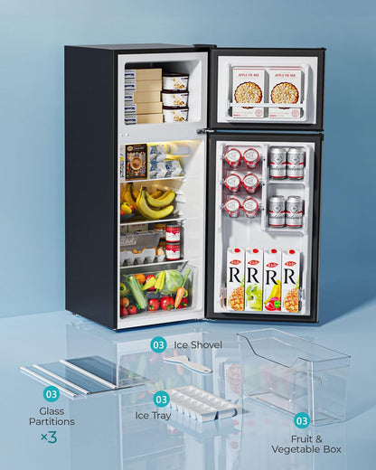 3.2 Cu.Ft Mini Fridge with Freezer – 2-Door Compact Refrigerator for Bedroom, Dorm, Office or Apartment, Silver3.2 Cu.Ft Mini Fridge with Freezer – 2-Door Compact Refrigerator for Bedroom, Dorm, Office or Apartment, Silver
