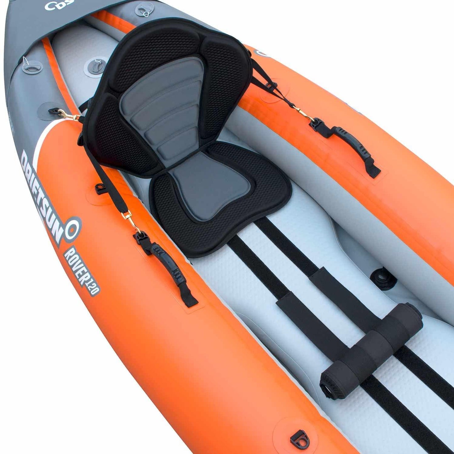 120/220 Inflatable Tandem White-Water Kayak with High Pressure Floor and EVA Padded Seats with High Back Support, Includes Action Cam Mount, Aluminum Paddles, Pump and More