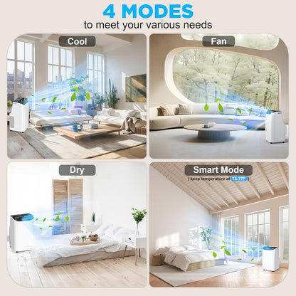 14000 BTU Portable Air Conditioners with Remote Control, 3-in-1 Free Standing Cooling AC Unit with Fan & Dehumidifier, Cools Room up to 700 sq.ft, Smart/Sleep Mode,3 Speed,Auto Swing,24H Timer