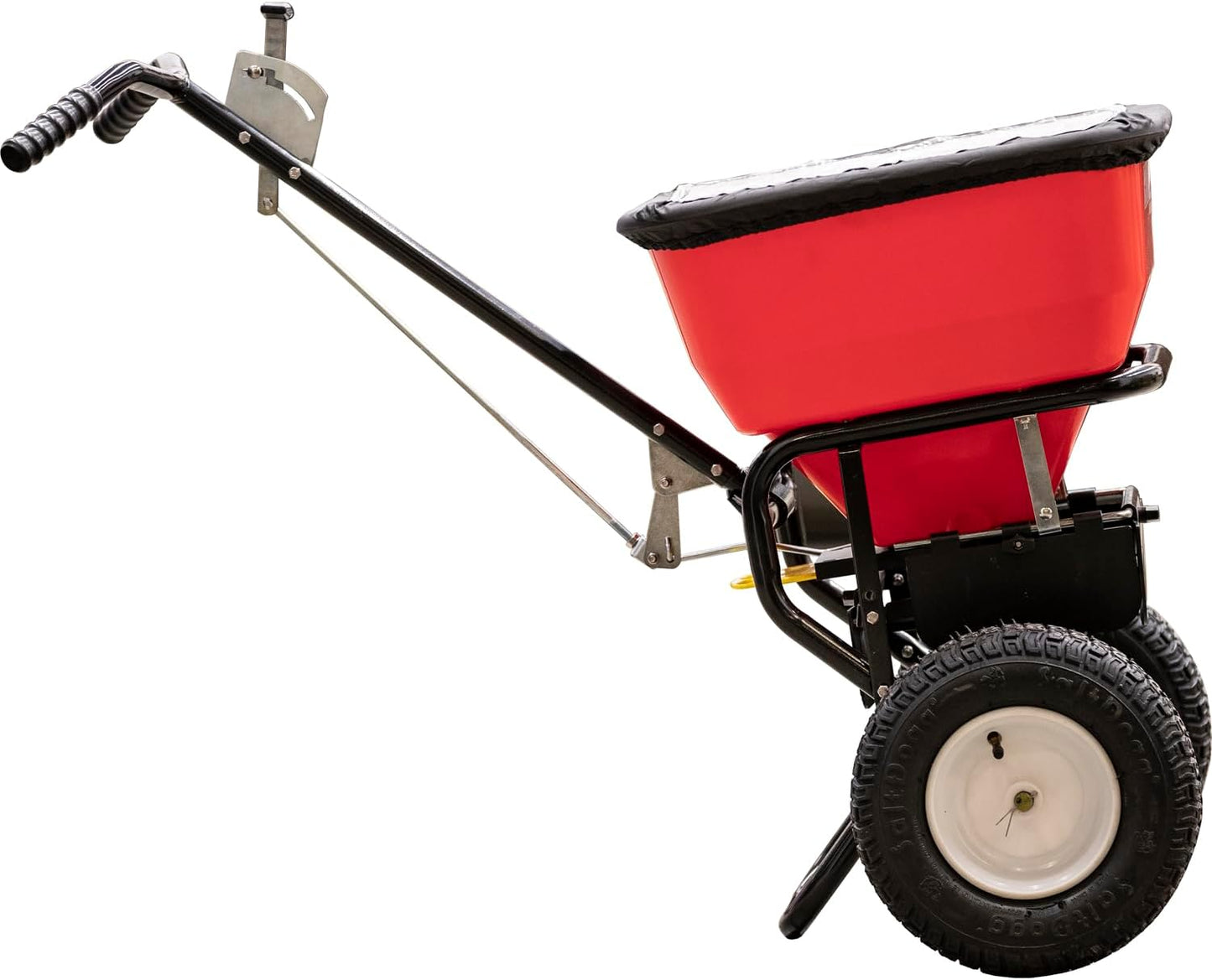 Walk Behind Push Spreader, 100lb Capacity, For Salt, Ice & Snow Melt, Included Grate & Cover With Enclosed Gearbox for Protection.