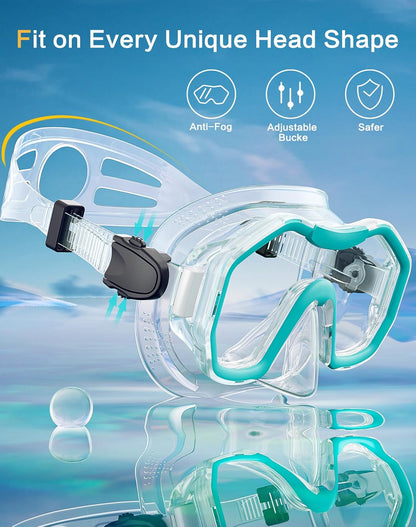 Snorkeling Gear for Adults, Dry-Top Snorkel Set, 180°Panoramic Wide View Diving Mask Breathing Freely Snorkel Mask for Snorkeling Scuba Diving Swimming Travel
