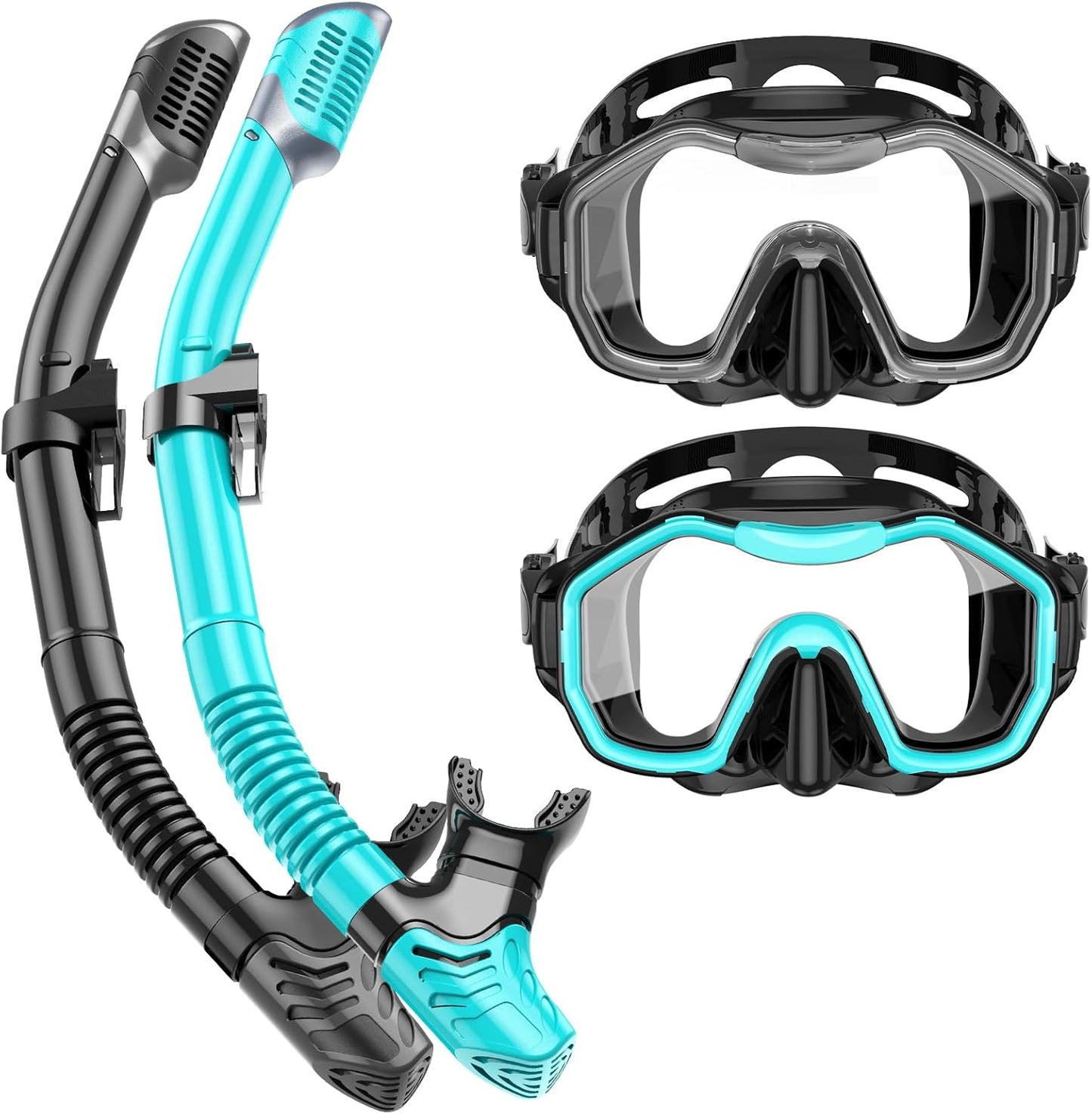Snorkeling Gear for Adults, Dry-Top Snorkel Set, 180°Panoramic Wide View Diving Mask Breathing Freely Snorkel Mask for Snorkeling Scuba Diving Swimming Travel