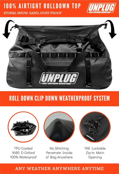 Ultimate Adventure Bag -1680D Heavy Duty Waterproof Travel Duffel Bags for Camping, Motorcycle Dry Bag, Waterproof Bags for Boating, Waterproof Duffle Backpack,Tactical Duffle Bag