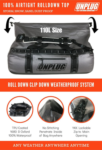 Ultimate Adventure Bag -1680D Heavy Duty Waterproof Travel Duffel Bags for Camping, Motorcycle Dry Bag, Waterproof Bags for Boating, Waterproof Duffle Backpack,Tactical Duffle Bag