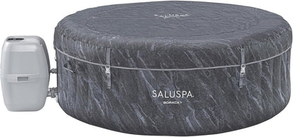 Large Round 2 to 4 Person Inflatable Hot Tub Portable Outdoor Spa with 120 AirJets and EnergySense Cover, Grey