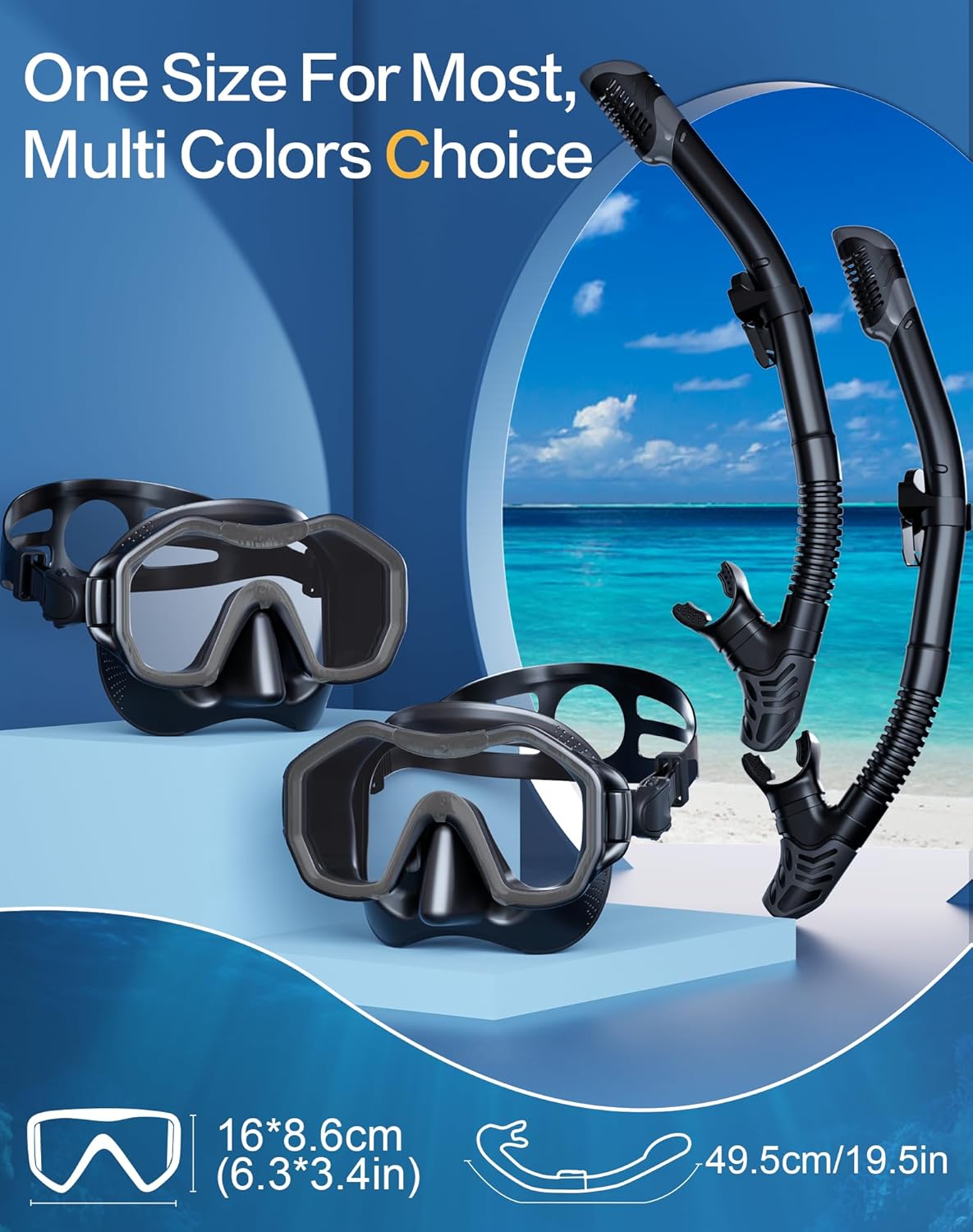 Snorkeling Gear for Adults, Dry-Top Snorkel Set, 180°Panoramic Wide View Diving Mask Breathing Freely Snorkel Mask for Snorkeling Scuba Diving Swimming Travel