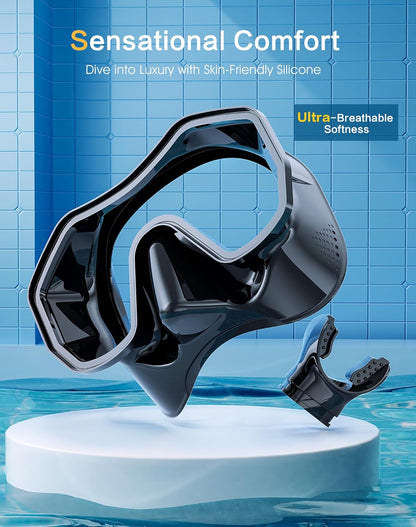 Snorkeling Gear for Adults, Dry-Top Snorkel Set, 180°Panoramic Wide View Diving Mask Breathing Freely Snorkel Mask for Snorkeling Scuba Diving Swimming Travel