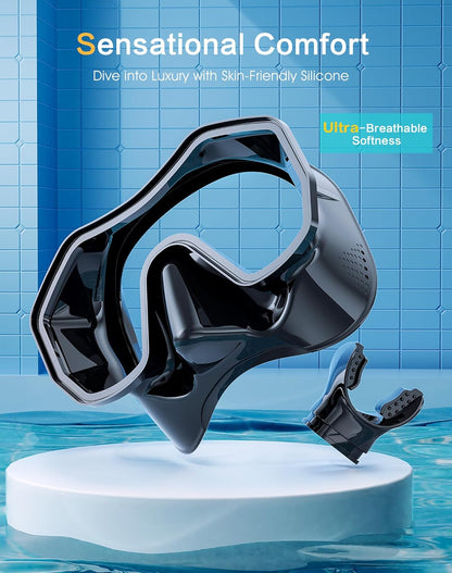 Snorkeling Gear for Adults, Dry-Top Snorkel Set, 180°Panoramic Wide View Diving Mask Breathing Freely Snorkel Mask for Snorkeling Scuba Diving Swimming Travel