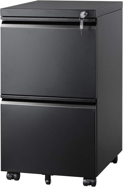 3 Drawer Mobile File Cabinet Under Desk Office, Fully Assembled Except Casters, Letter/Legal Size, Black