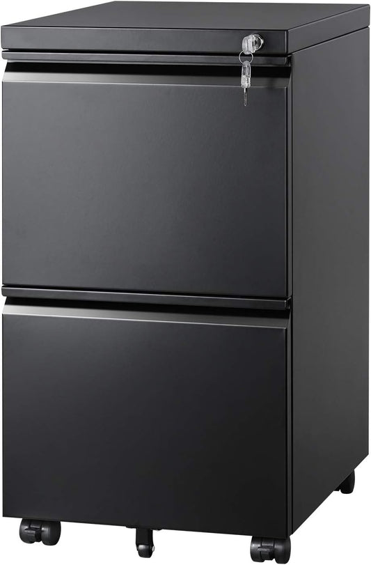 3 Drawer Mobile File Cabinet Under Desk Office, Fully Assembled Except Casters, Letter/Legal Size, Black
