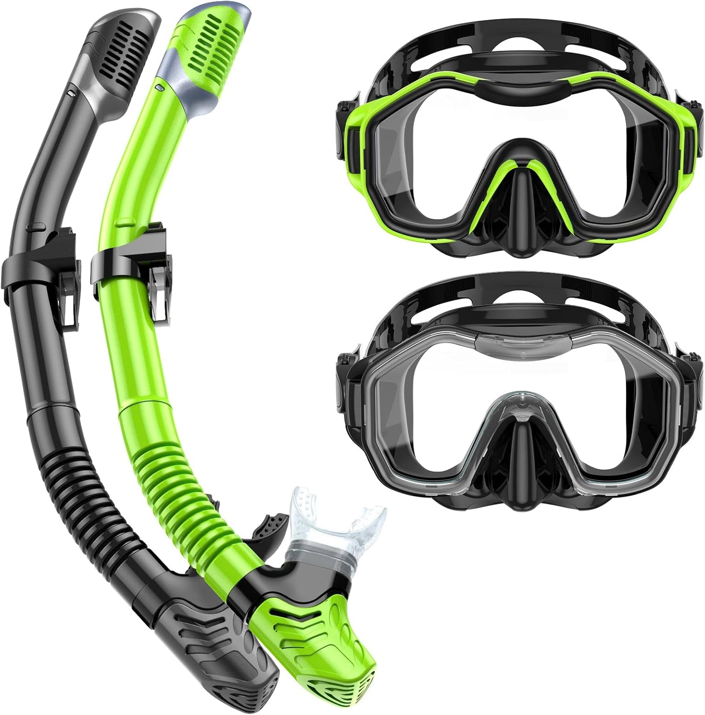 Snorkeling Gear for Adults, Dry-Top Snorkel Set, 180°Panoramic Wide View Diving Mask Breathing Freely Snorkel Mask for Snorkeling Scuba Diving Swimming Travel