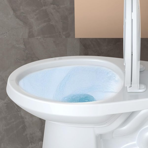 21Toilet, Elongated Toilets for Bathrooms, Two-Piece Toilet with Soft Close Seat, 1.28 Siphonic Flush Toilet with Universal Height ADA Cotton White