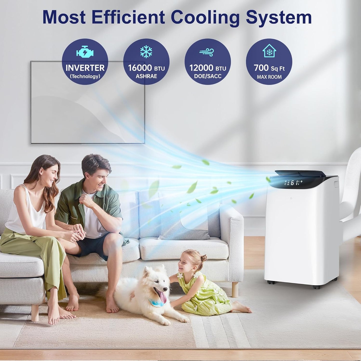 14000 BTU Portable Air Conditioners with Remote Control, 3-in-1 Free Standing Cooling AC Unit with Fan & Dehumidifier, Cools Room up to 700 sq.ft, Smart/Sleep Mode,3 Speed,Auto Swing,24H Timer