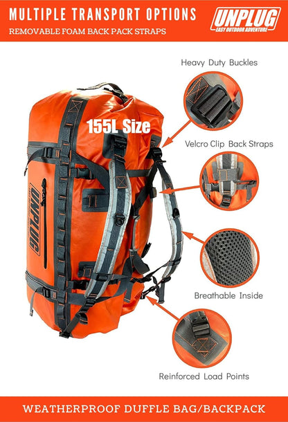 Ultimate Adventure Bag -1680D Heavy Duty Waterproof Travel Duffel Bags for Camping, Motorcycle Dry Bag, Waterproof Bags for Boating, Waterproof Duffle Backpack,Tactical Duffle Bag