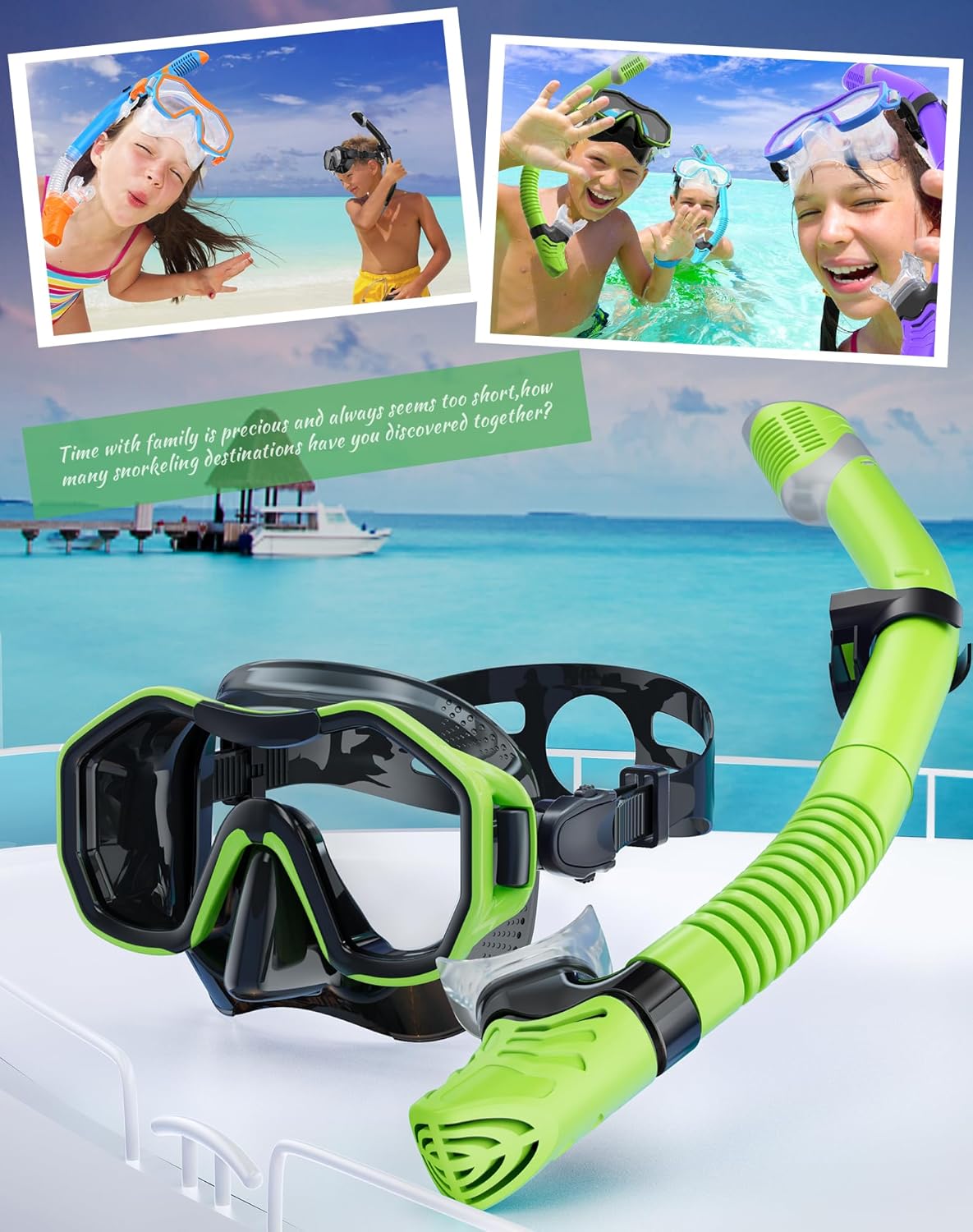 Snorkeling Gear for Adults, Dry-Top Snorkel Set, 180°Panoramic Wide View Diving Mask Breathing Freely Snorkel Mask for Snorkeling Scuba Diving Swimming Travel