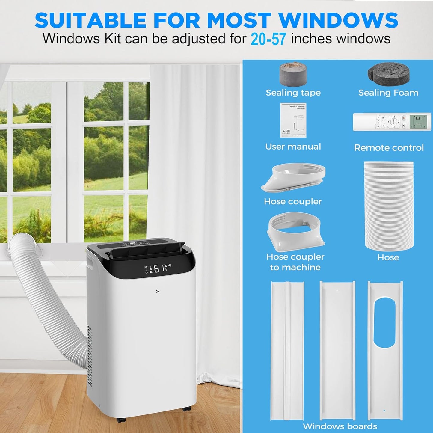 14000 BTU Portable Air Conditioners with Remote Control, 3-in-1 Free Standing Cooling AC Unit with Fan & Dehumidifier, Cools Room up to 700 sq.ft, Smart/Sleep Mode,3 Speed,Auto Swing,24H Timer
