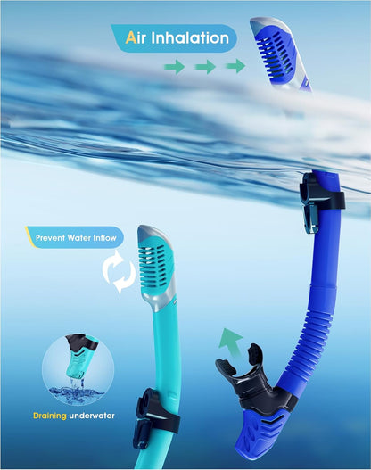 Snorkeling Gear for Adults, Dry-Top Snorkel Set, 180°Panoramic Wide View Diving Mask Breathing Freely Snorkel Mask for Snorkeling Scuba Diving Swimming Travel