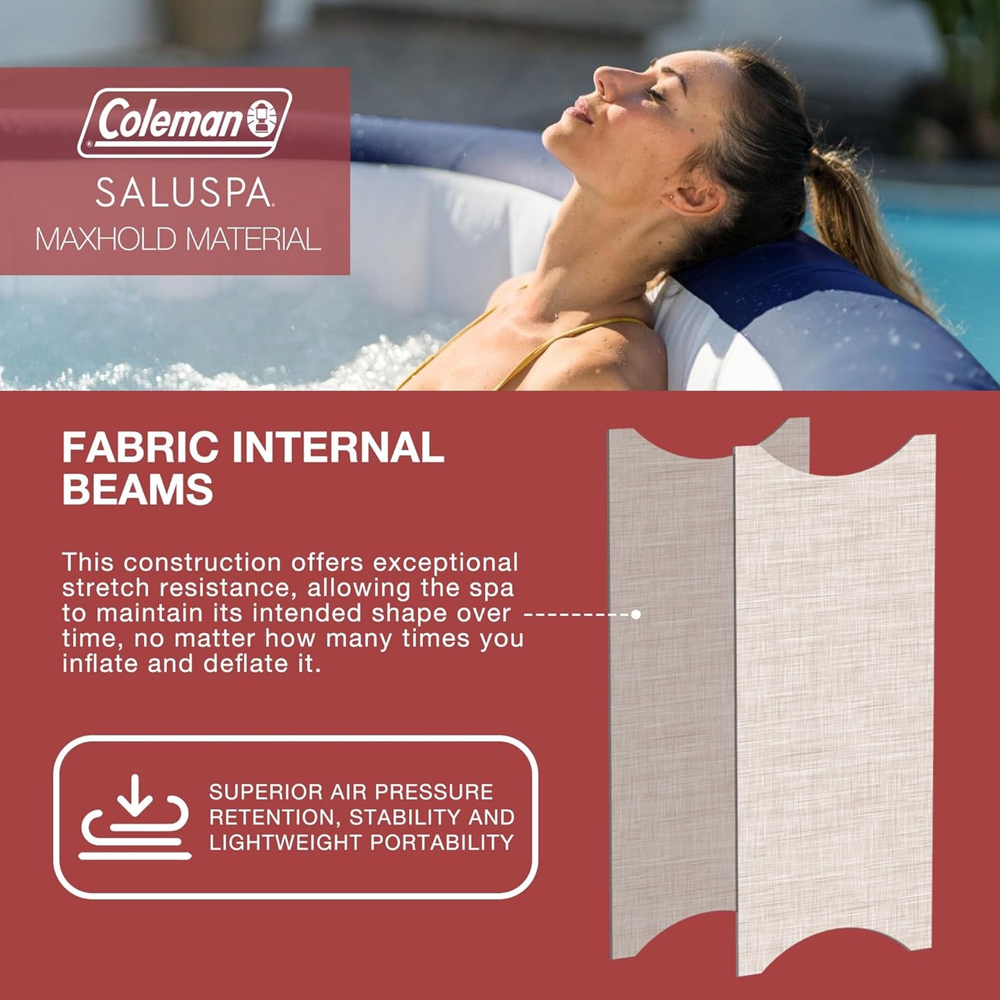 4 to 6 Person Inflatable Hot Tub Square Portable Outdoor Spa with 114 Soothing AirJets and Insulated Cover.