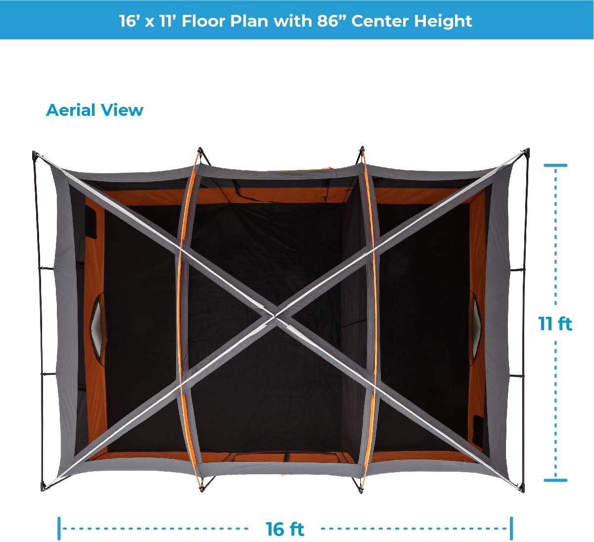 Straight Wall Cabin Tents | 10 Person / 11 Person / 12 Person Large Multi Room Family Tents for Car Camping & Outdoor Adventures