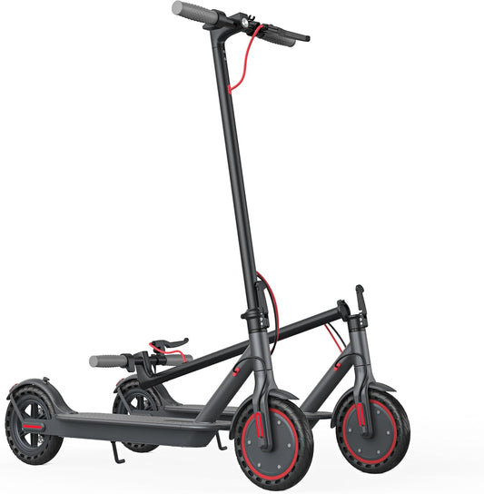 Electric Scooter - 8.5" Solid Tires, 350W Motor, Up to 19 MPH and 21-23 Miles Long-Range Portable Foldable Commuting Scooter for Adults with Double Braking System and App