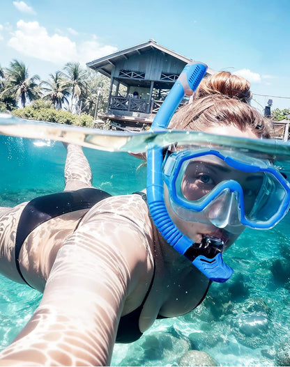 Snorkeling Gear for Adults, Dry-Top Snorkel Set, 180°Panoramic Wide View Diving Mask Breathing Freely Snorkel Mask for Snorkeling Scuba Diving Swimming Travel