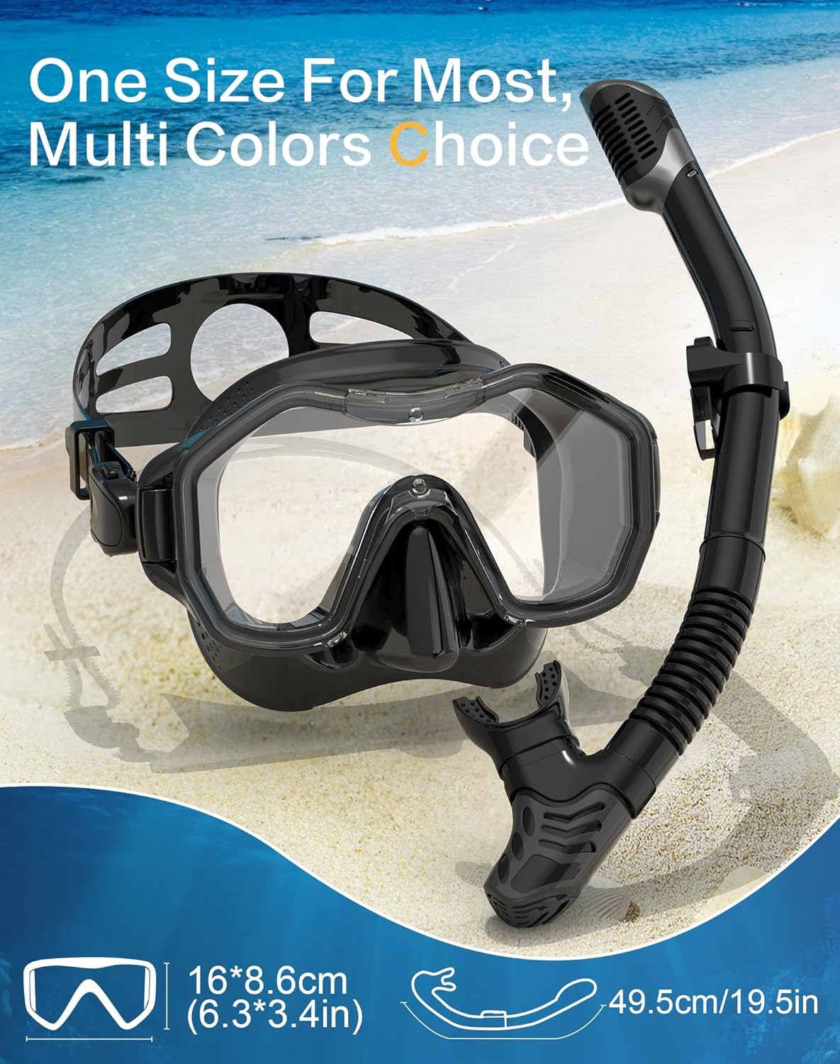 Snorkeling Gear for Adults, Dry-Top Snorkel Set, 180°Panoramic Wide View Diving Mask Breathing Freely Snorkel Mask for Snorkeling Scuba Diving Swimming Travel