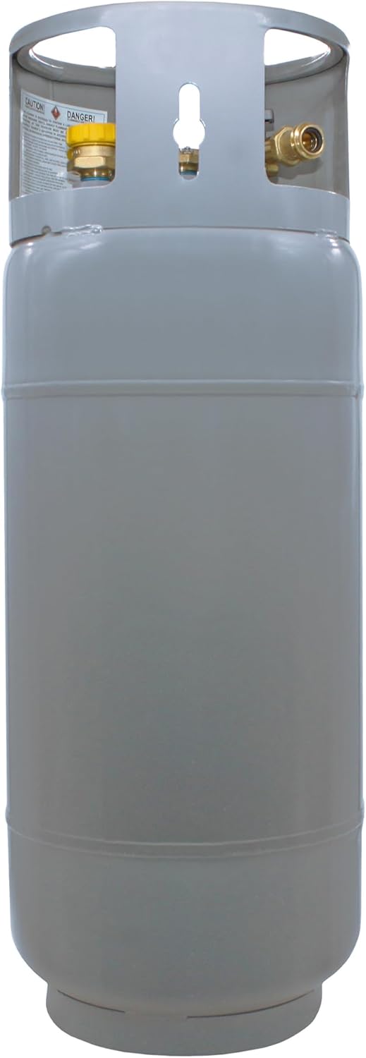 Steel Forklift Propane Tank Cylinder with Built-in Gauge, Gray.