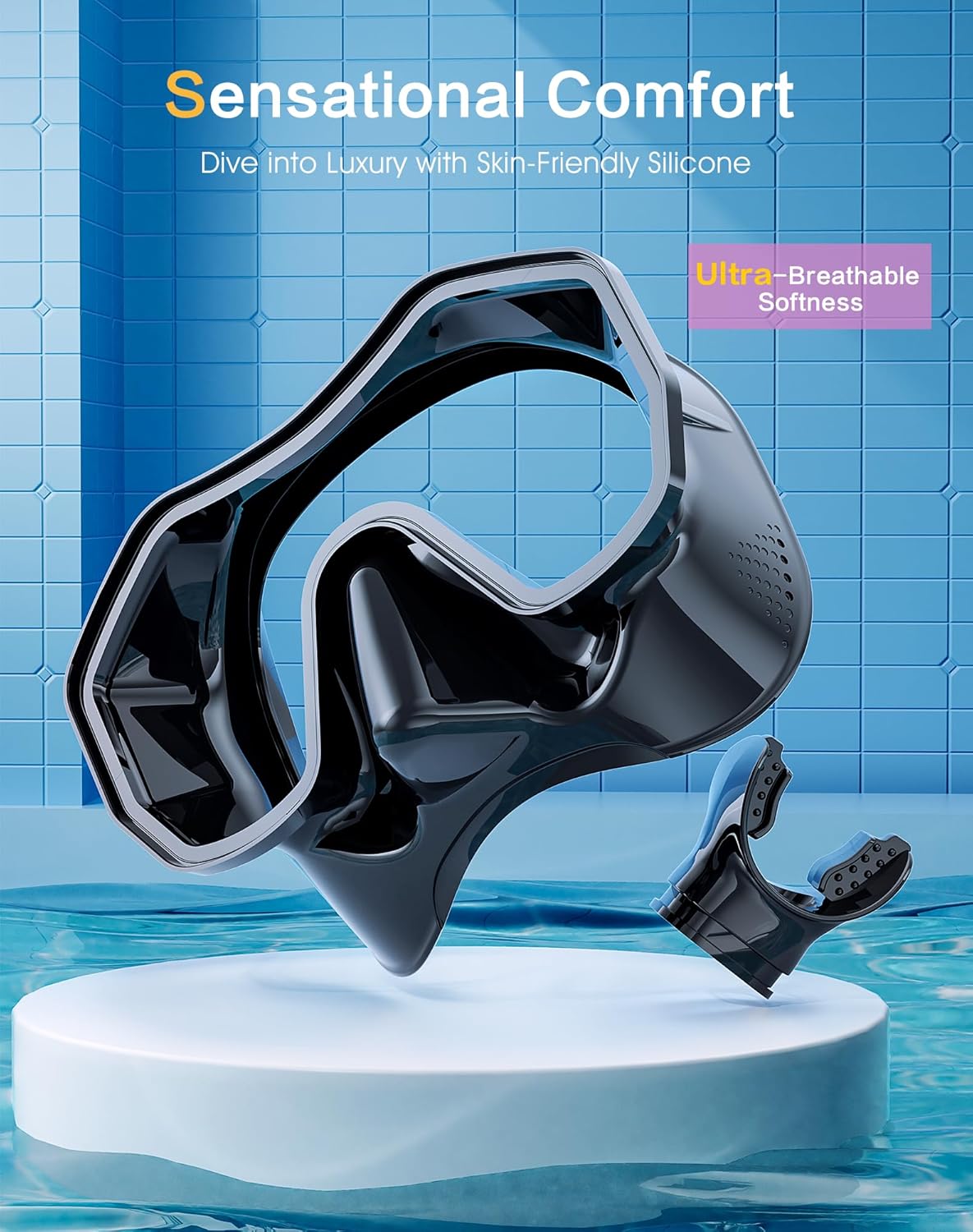 Snorkeling Gear for Adults, Dry-Top Snorkel Set, 180°Panoramic Wide View Diving Mask Breathing Freely Snorkel Mask for Snorkeling Scuba Diving Swimming Travel