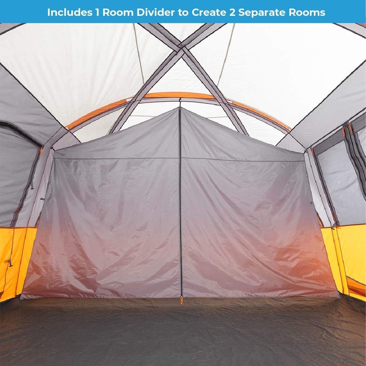 Straight Wall Cabin Tents | 10 Person / 11 Person / 12 Person Large Multi Room Family Tents for Car Camping & Outdoor Adventures