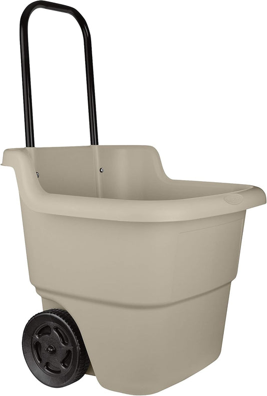 15.5 Gallon Multi-Purpose Rolling Cart with Wheels, Durable Plastic, Brown/Taupe