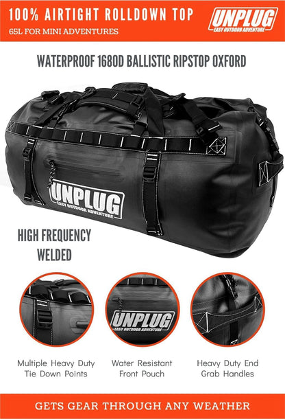 Ultimate Adventure Bag -1680D Heavy Duty Waterproof Travel Duffel Bags for Camping, Motorcycle Dry Bag, Waterproof Bags for Boating, Waterproof Duffle Backpack,Tactical Duffle Bag