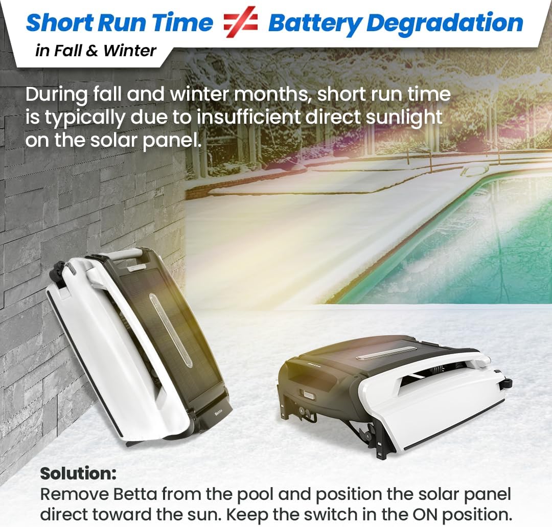 Solar Powered Automatic Robotic Pool Surface Skimmer Cleaner with 30-Hour Continuous Cleaning Battery Power and Re-Engineered Twin Salt Chlorine Tolerant Motors (Blue)