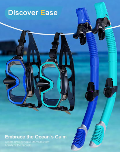 Snorkeling Gear for Adults, Dry-Top Snorkel Set, 180°Panoramic Wide View Diving Mask Breathing Freely Snorkel Mask for Snorkeling Scuba Diving Swimming Travel