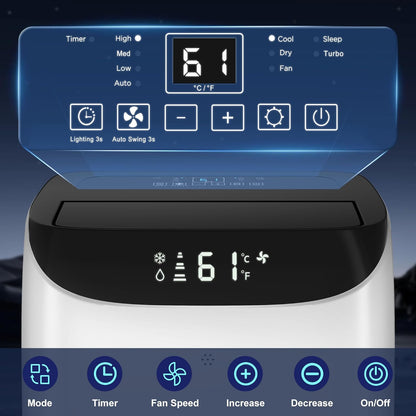 14000 BTU Portable Air Conditioners with Remote Control, 3-in-1 Free Standing Cooling AC Unit with Fan & Dehumidifier, Cools Room up to 700 sq.ft, Smart/Sleep Mode,3 Speed,Auto Swing,24H Timer