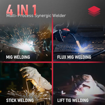 135Amp MIG Welder,110V Flux Core Welder Flux Core MIG/Lift TIG/Stick 3-in-1 Large LED Digital Display Welding Machine IGBT Inverter Welder FLUX-135PRO