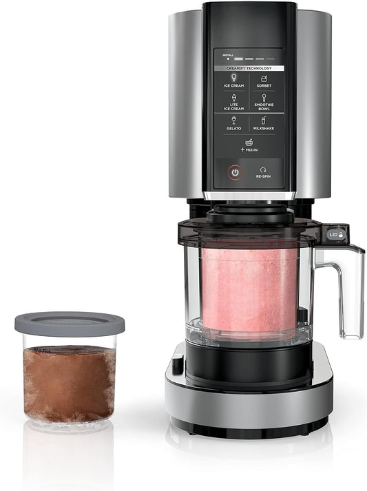 Ice Cream Maker, for Gelato, Mix-ins, Milkshakes, Sorbet, Smoothie Bowls & More, 7 One-Touch Programs, with (2) Pint Containers & Lids, Compact Size, Perfect for Kids, Silver