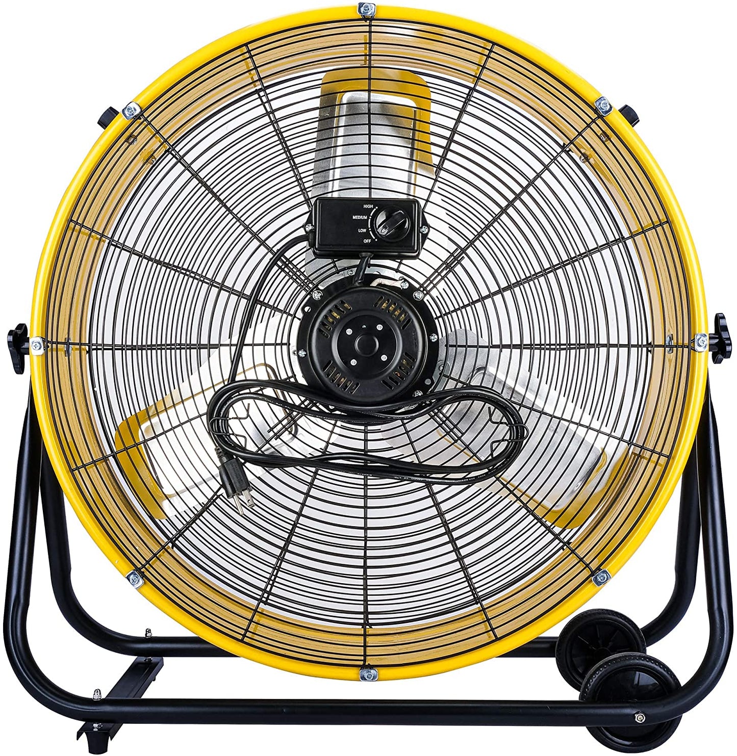 24 Inch Grade High Velocity Movement Heavy Duty Drum 3 Speed Air Circulator Fan 7800 CFM-Industrial, Commercial, Residential, and Greenhouse Use, Yellow
