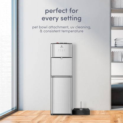 Limited Edition Self Cleaning Water Cooler Water Dispenser - 3 Temperature Settings - Hot, Cold & Room Water, Durable Stainless Steel Construction, Bottom Loading .