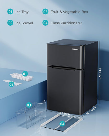 3.2 Cu.Ft Mini Fridge with Freezer – 2-Door Compact Refrigerator for Bedroom, Dorm, Office or Apartment, Silver3.2 Cu.Ft Mini Fridge with Freezer – 2-Door Compact Refrigerator for Bedroom, Dorm, Office or Apartment, Silver