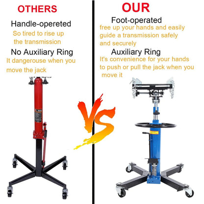 1660 Pounds Hydraulic Car Transmission Jack Vertical Lift with 360° Swivel Wheel Pedal ,Blue,33"-70"(0.75Ton)
