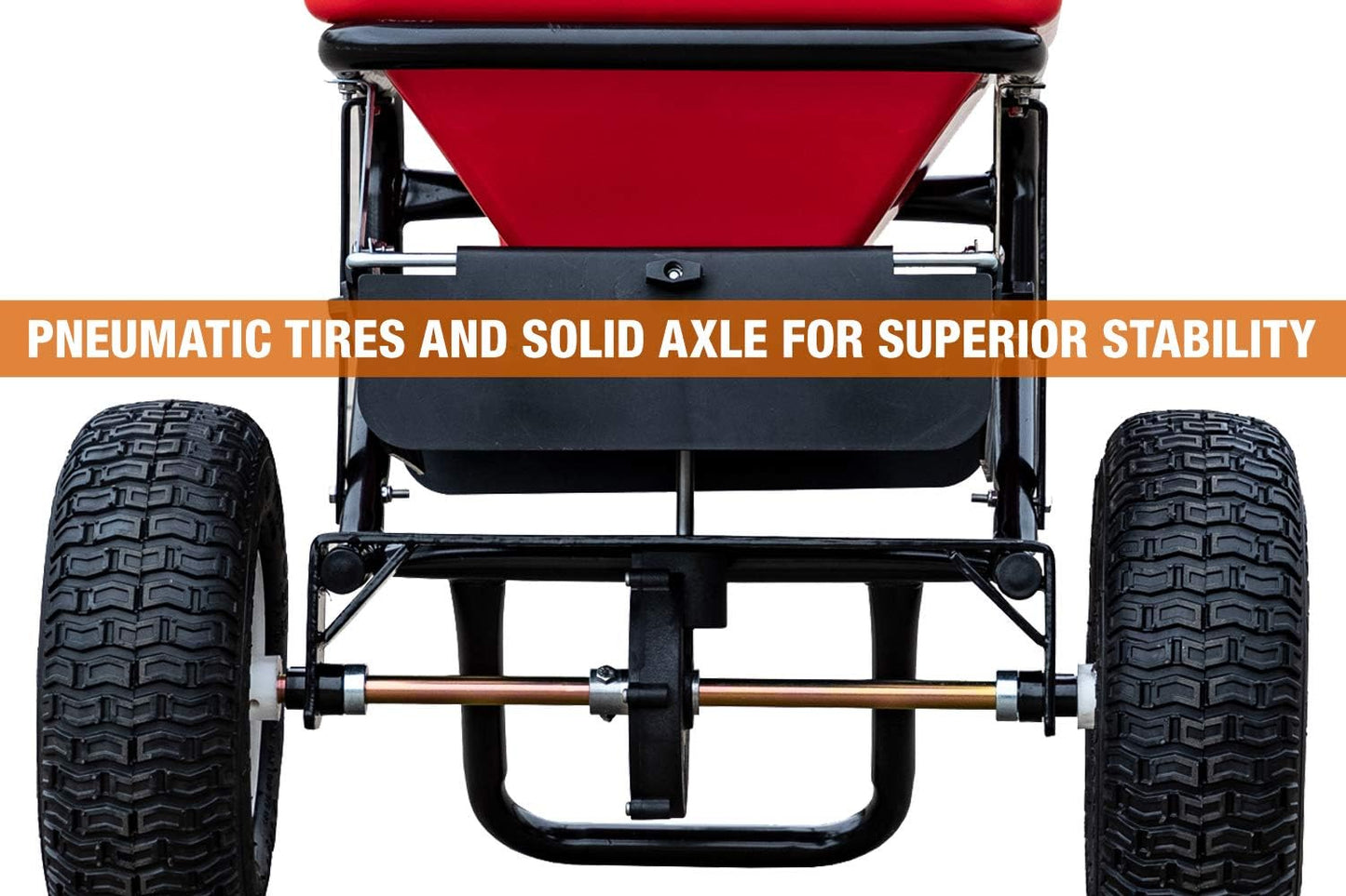 Walk Behind Push Spreader, 100lb Capacity, For Salt, Ice & Snow Melt, Included Grate & Cover With Enclosed Gearbox for Protection.